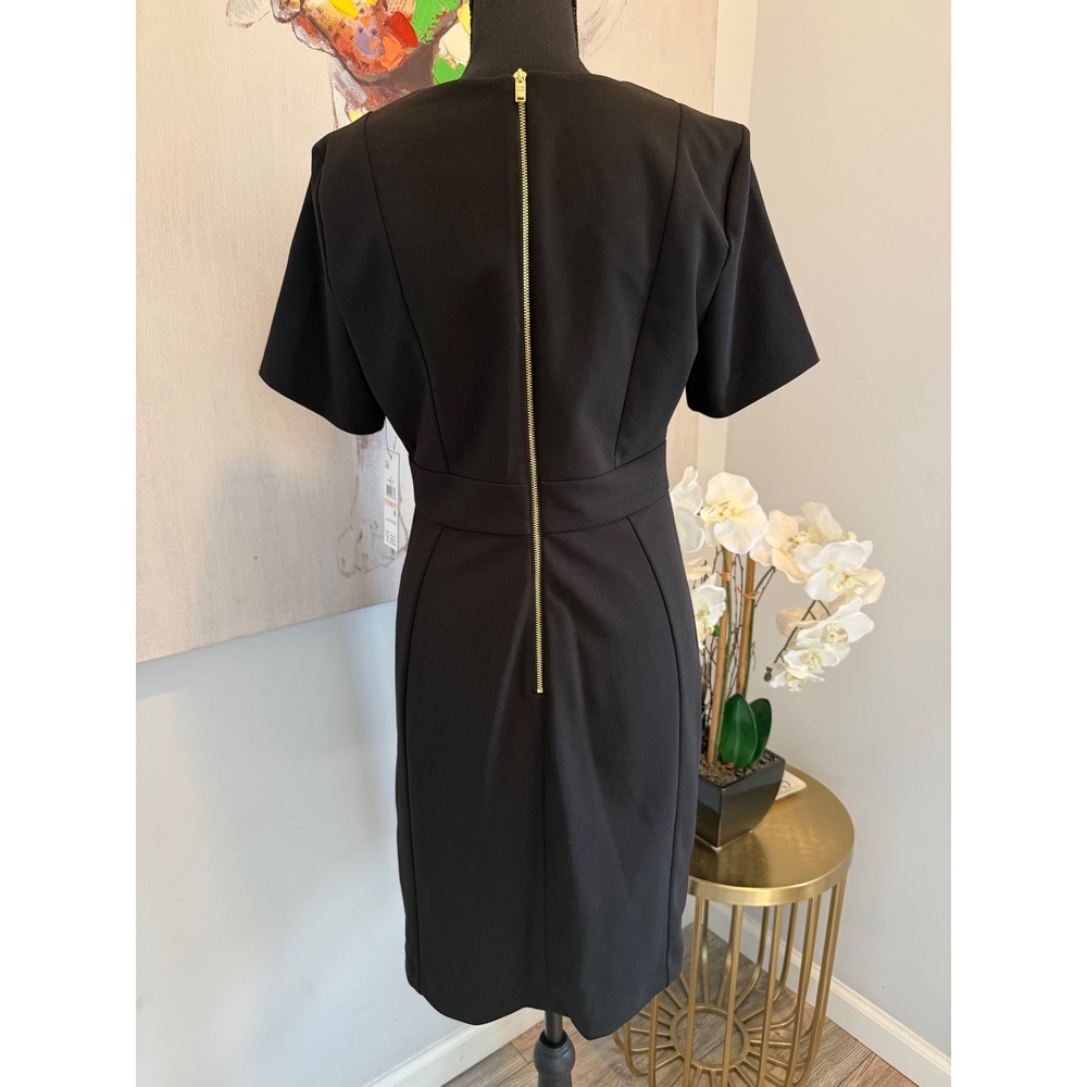 DKNY Womens Black Short Sleeve Button Detail Sheath Dress, Size 10 - Picture 5 of 7